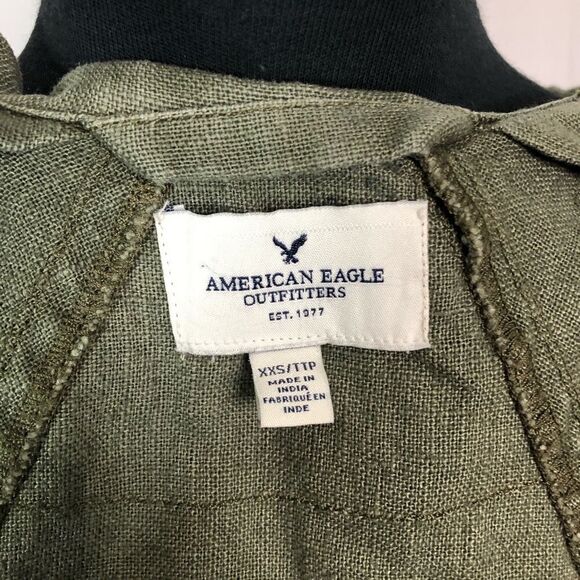 American Eagle Green Utility Moto Linen Jacket - Women’s XXS - Picture 4 of 5